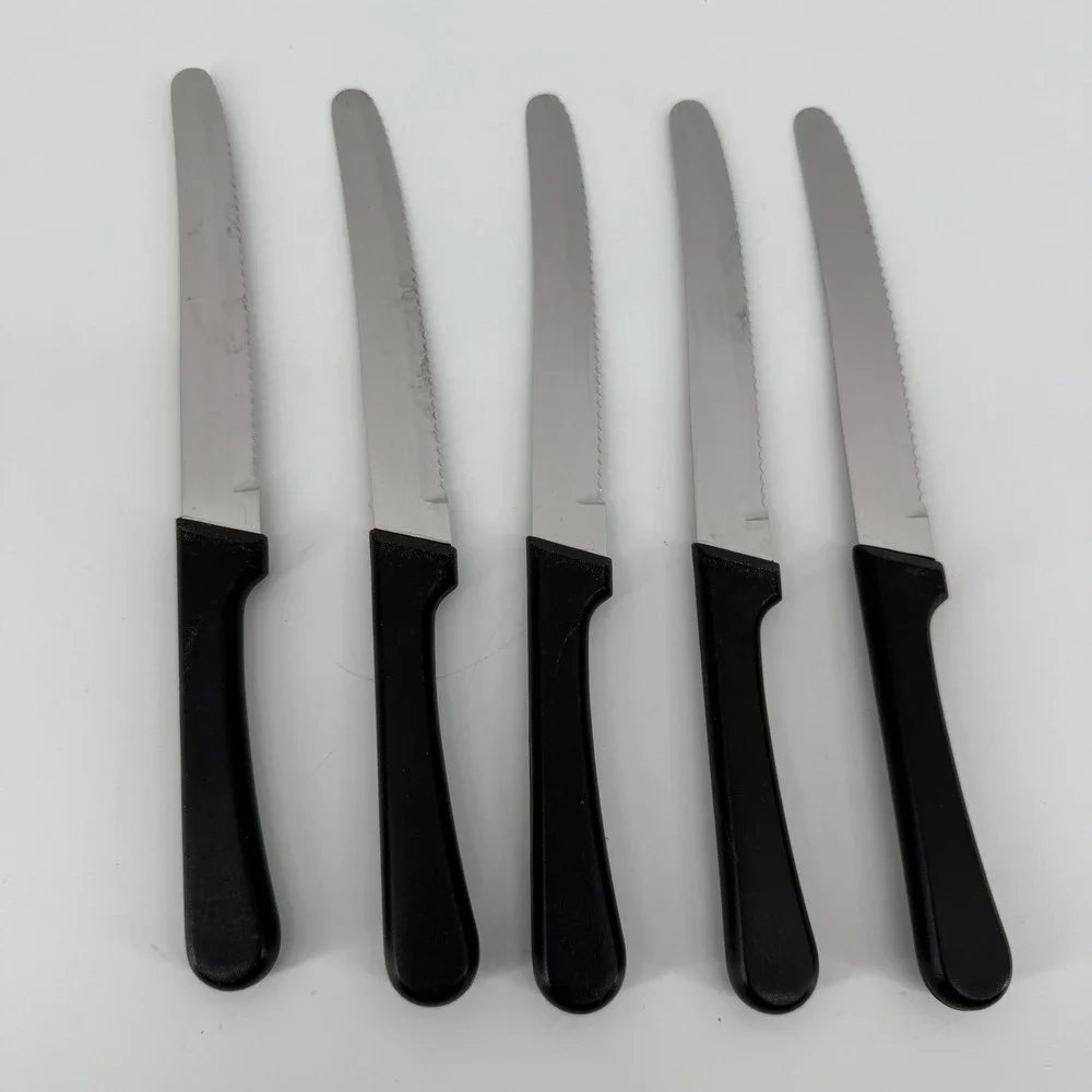 Tramontina Serrated Steak Knives Set of 5 Black Handle 9